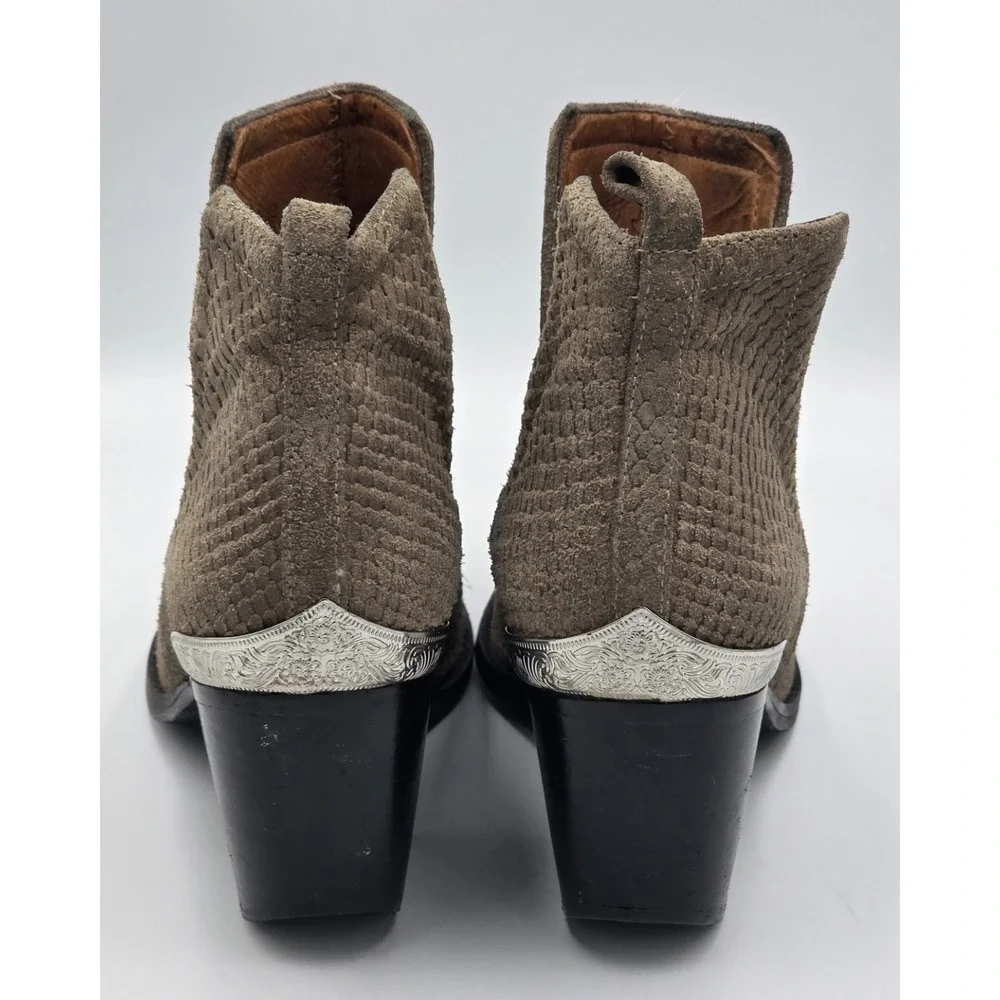 Jeffrey Campbell Cromwell Women's Size 8 Western Taupe Snake Print Ankle Boots